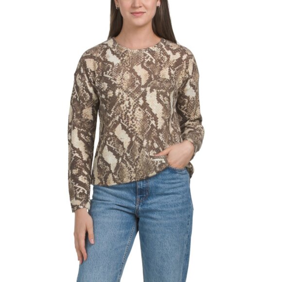 CECE New Ivory Snake Crew Neck Sweater - Picture 1 of 2